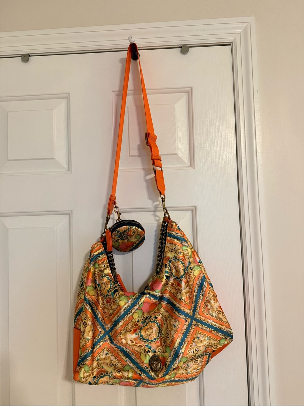 Kurt Geiger Orange Patterned Shoulder Bag with Coin Pouch